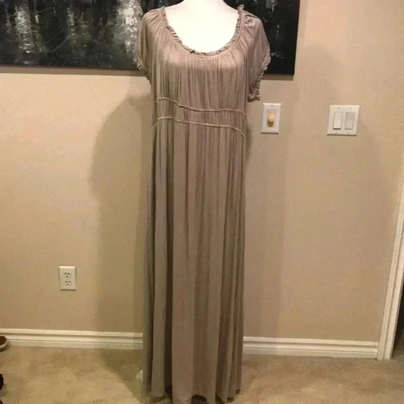 Paper Doll Tan Bridgerton Maiden Style Maxi Dress w/Empire Waist-Size 3X - Picture 1 of 8